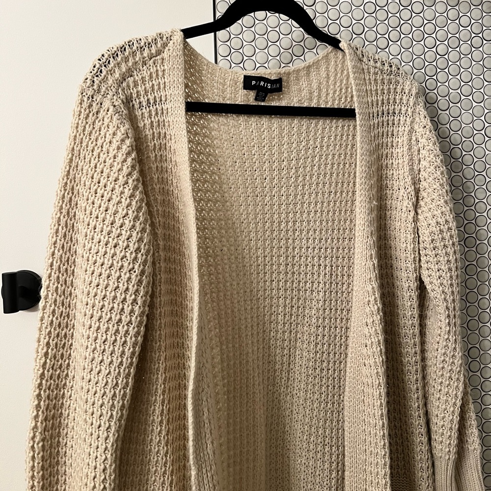 Neutral knit duster sweater